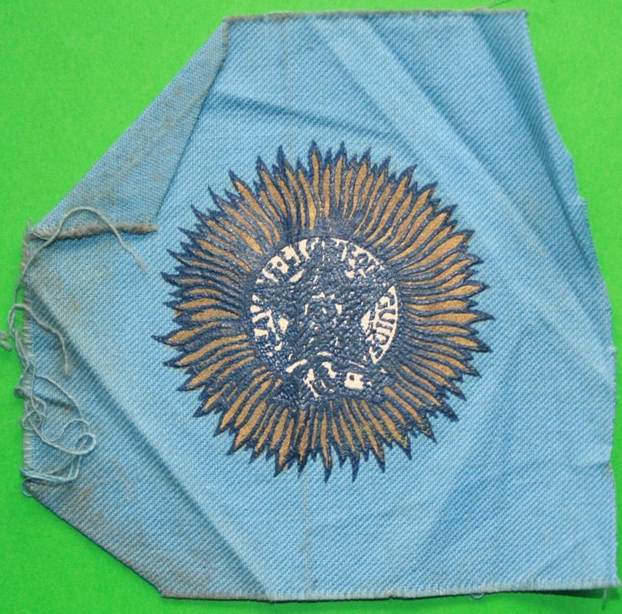 A SCARCE PRINTED INDIAN CONTINGENT UNITED KINGDOM FORMATION PATCH