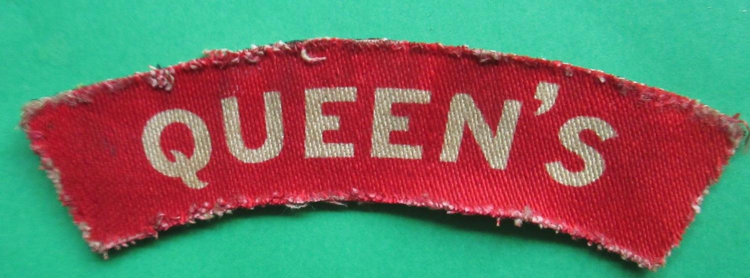 A QUEEN'S PRINTED SHOULDER TITLE