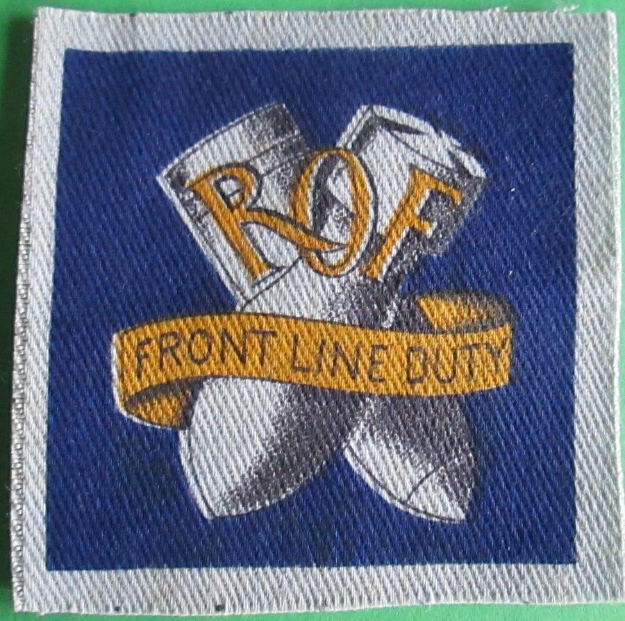A WWII ROF FRONT LINE DUTY ARM BADGE