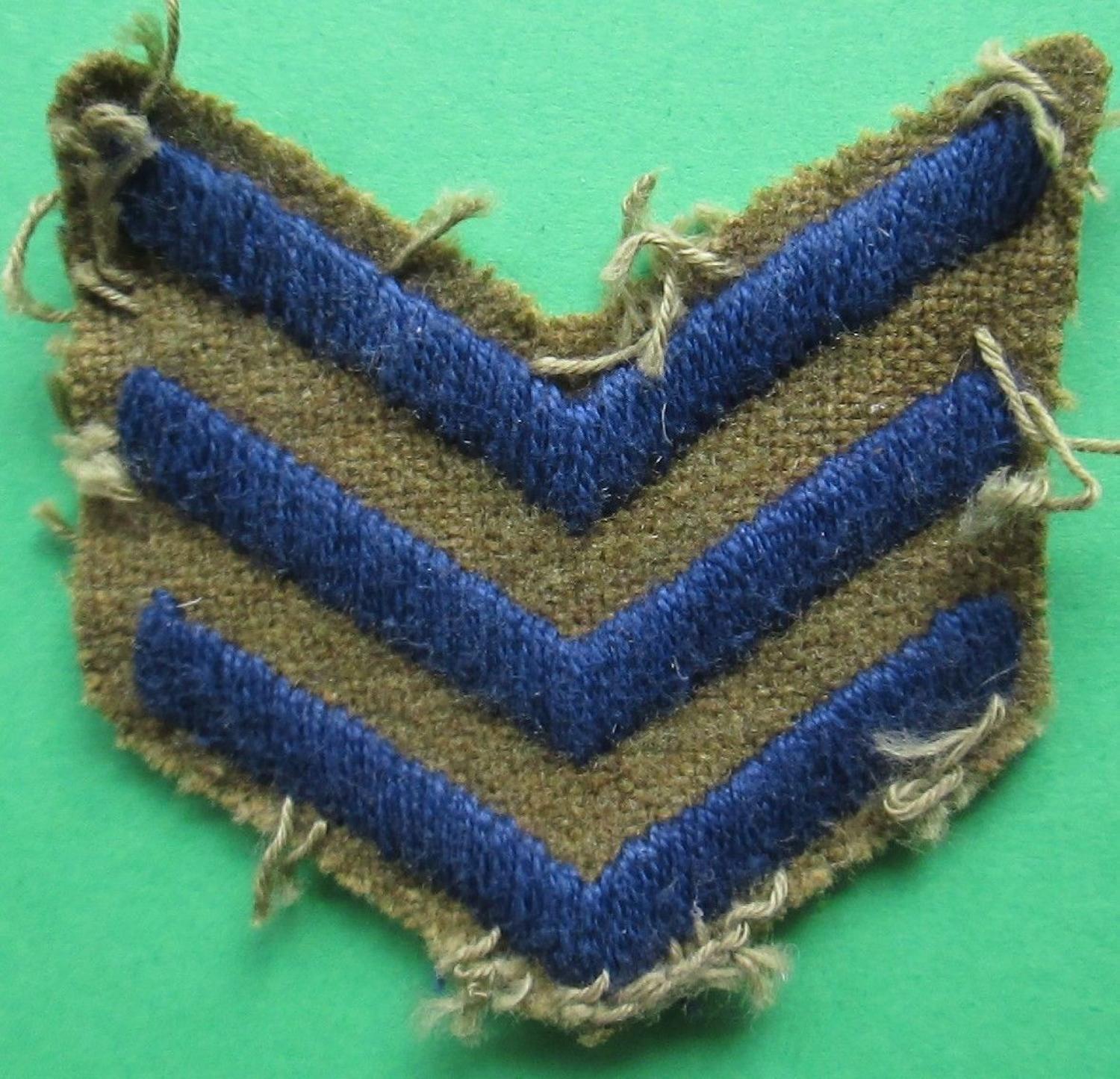 A WWI GROUP OF 3 BLUE WAR SERVICE STRIPS