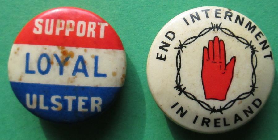 2 IRELAND TROUBLES PIN BADGES 1970'S