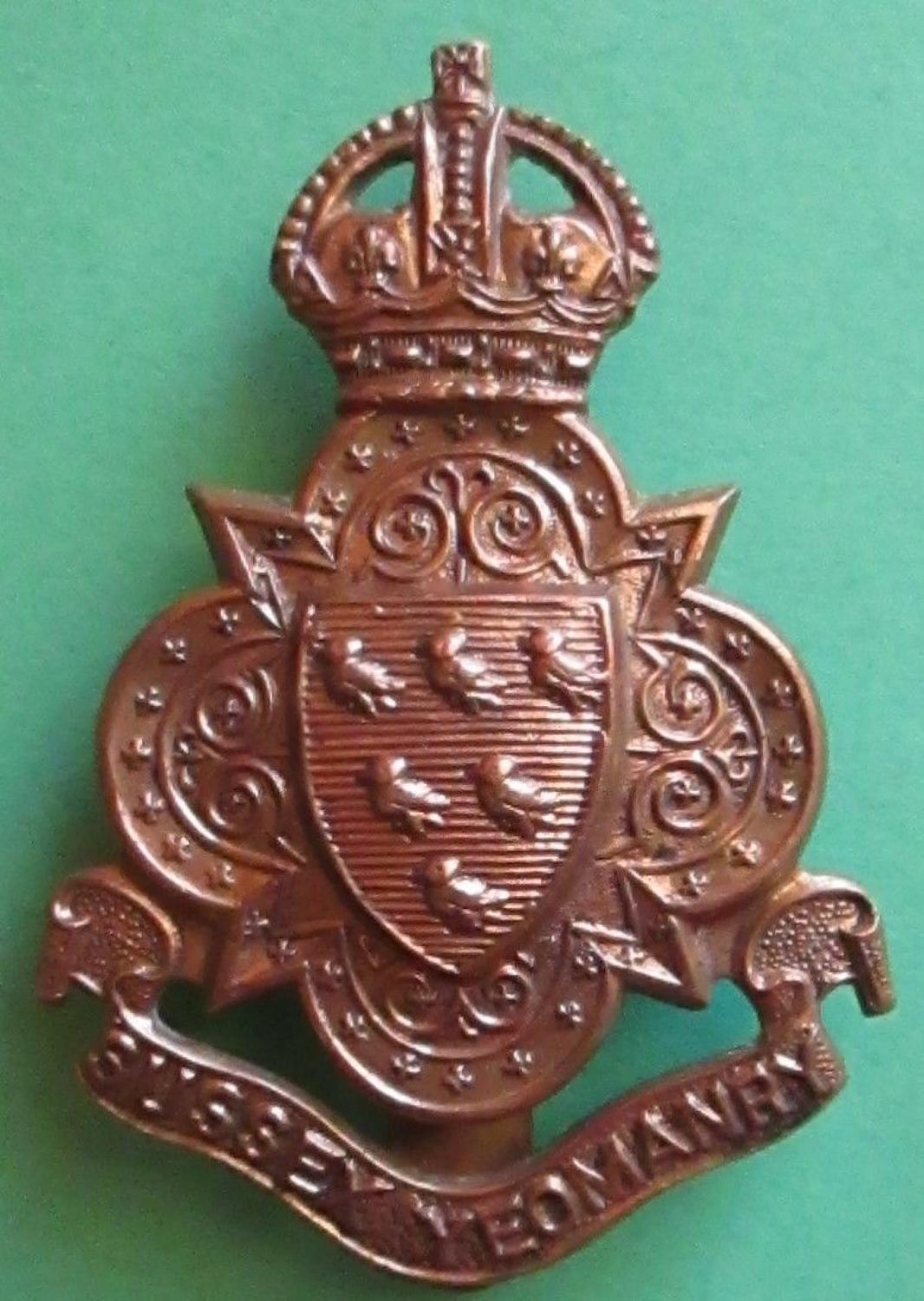 AN OTHER RANKS SURREY YEOMANRY CAP BADGE