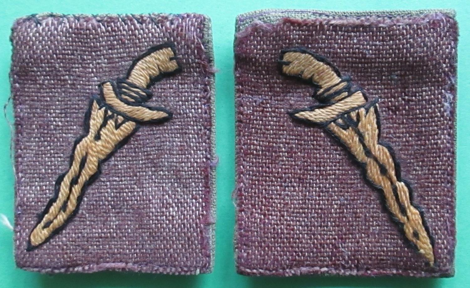A MATCHING PAIR OF THE MALAYA COMMAND FORMATION PATCHES