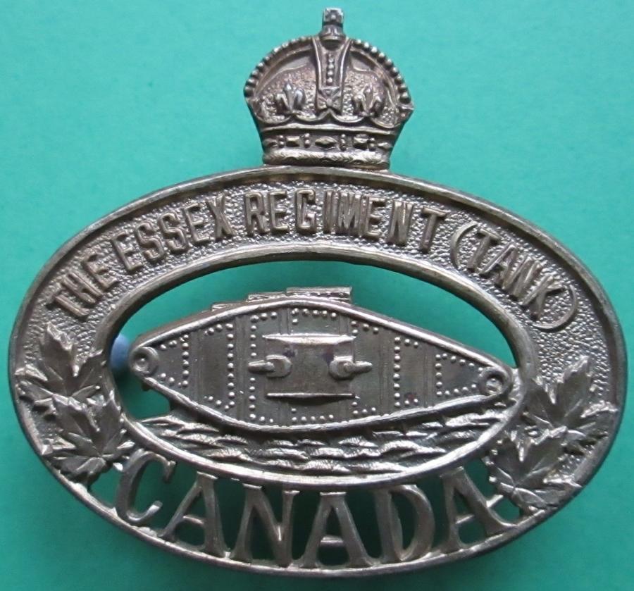THE ESSEX TANK REGIMENT CANADA CAP BADGE MADE BY SCULLY