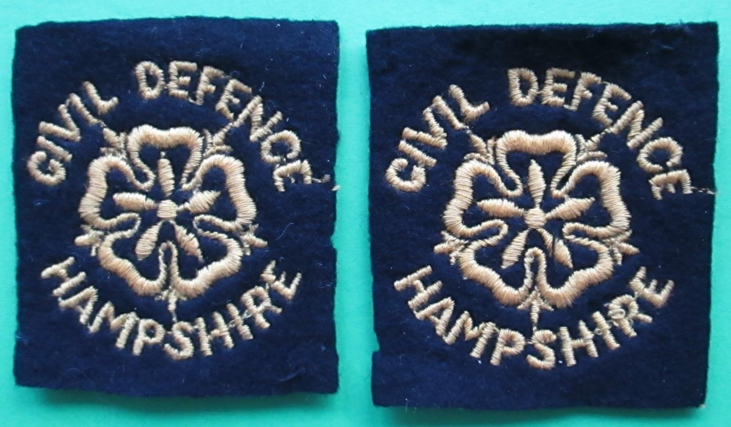 A PAIR OF CIVIL DEFENCE HAMPSHIRE PATCHES