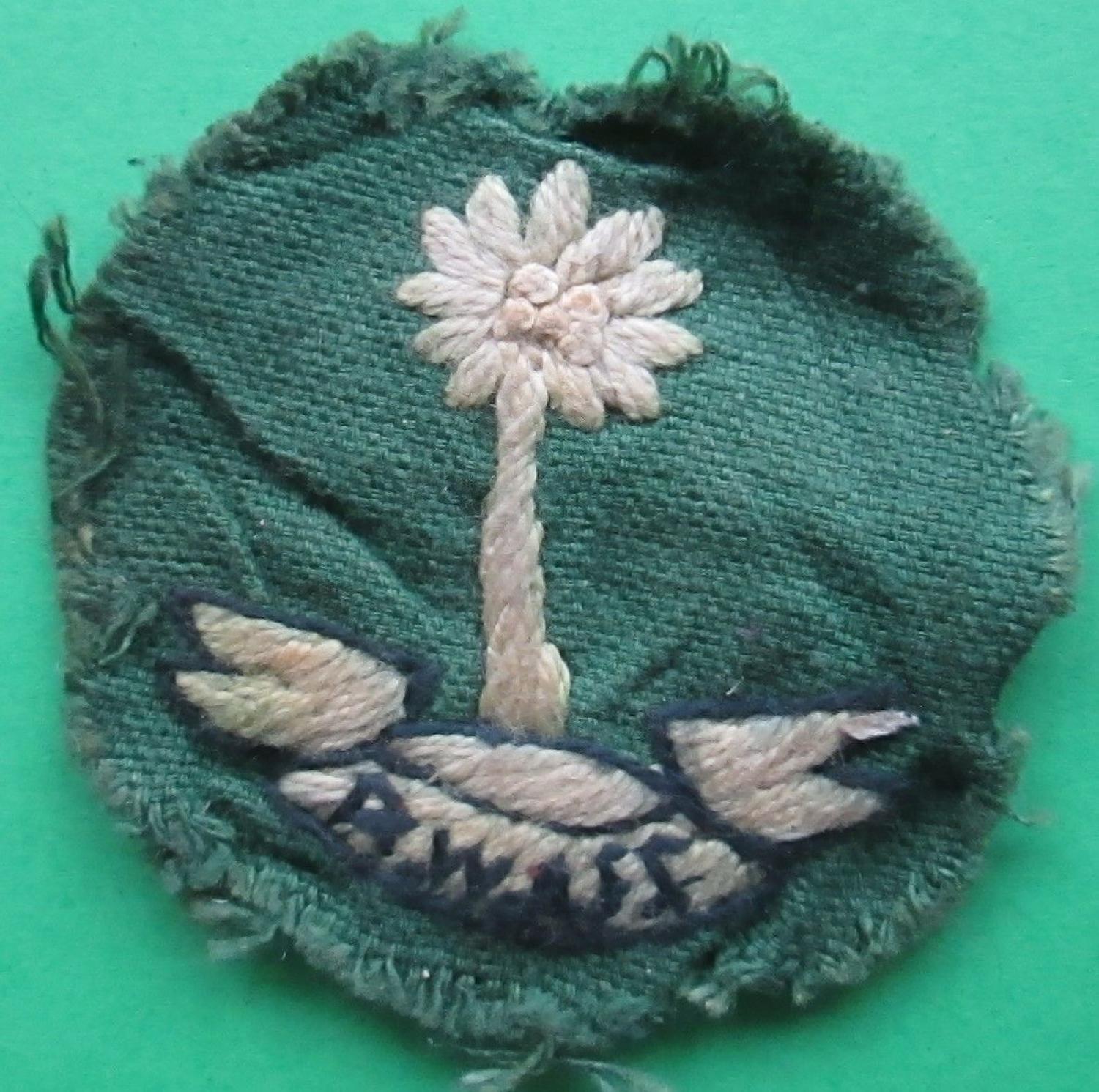 A WWII ROYAL WEST AFRICAN FRONTIER FORCE FORMATION PATCH