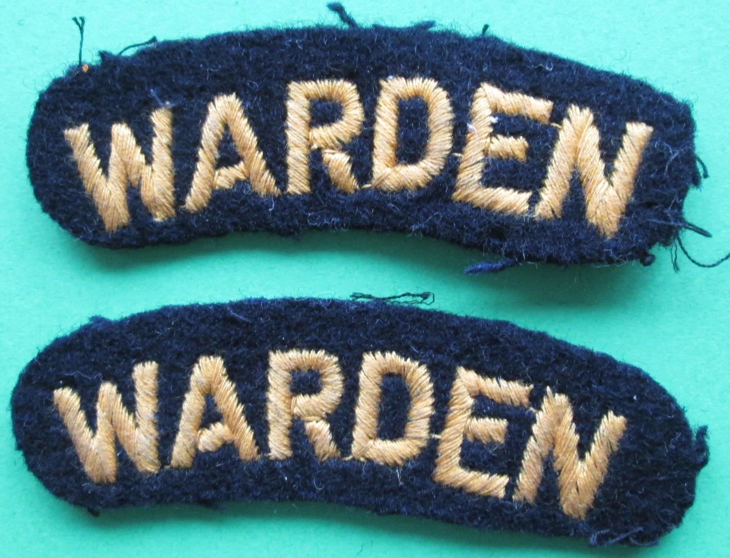 A PAIR OF WARDEN BADGES