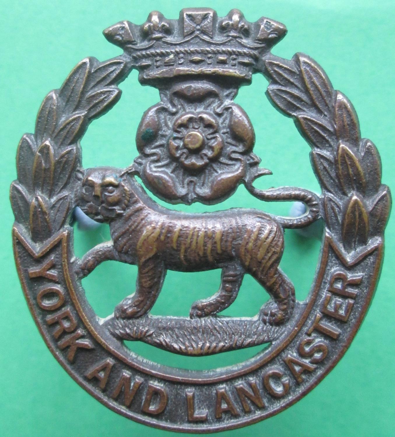 A YORK AND LANCASTER OFFICERS BRONZE CAP BADGE