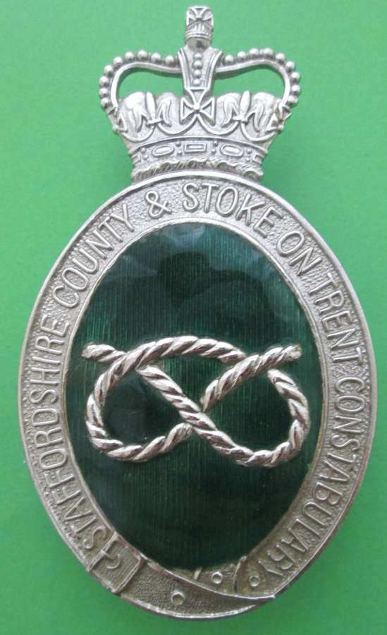 A STAFFORDSHIRE COUNTY & STOKE ON TRENT CONSTABULARY HELMET PLATE