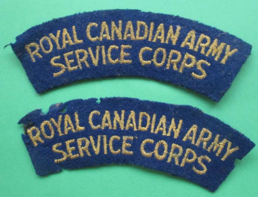 A PAIR OF ROYAL CANADIAN ARMY SERVICE CORPS TITLES