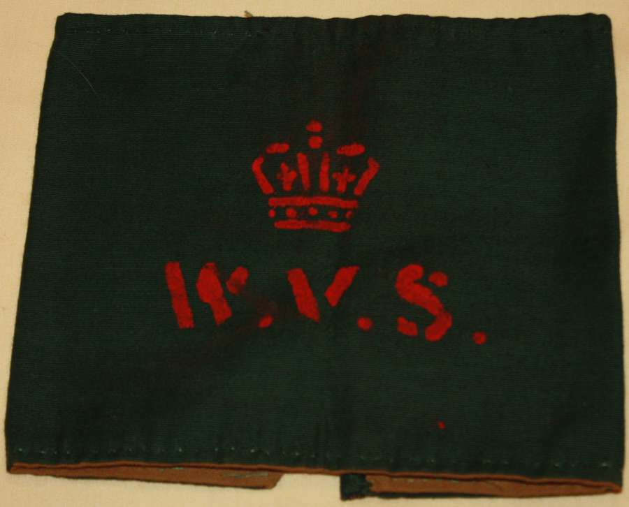 A LOCALLY MADE WWII WVS ARMBAND SCREEN PRINTED EXAMPLE