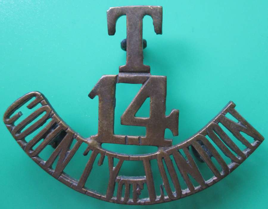 A 14TH TERRITORIAL COUNTY OF LONDON METAL SHOULDER TITLE