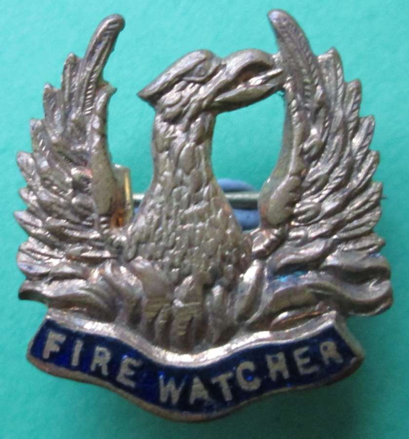 A GOOD SCARCE EXAMPLE OF THE  WWII FIRE WATCHERS PIN BADGE