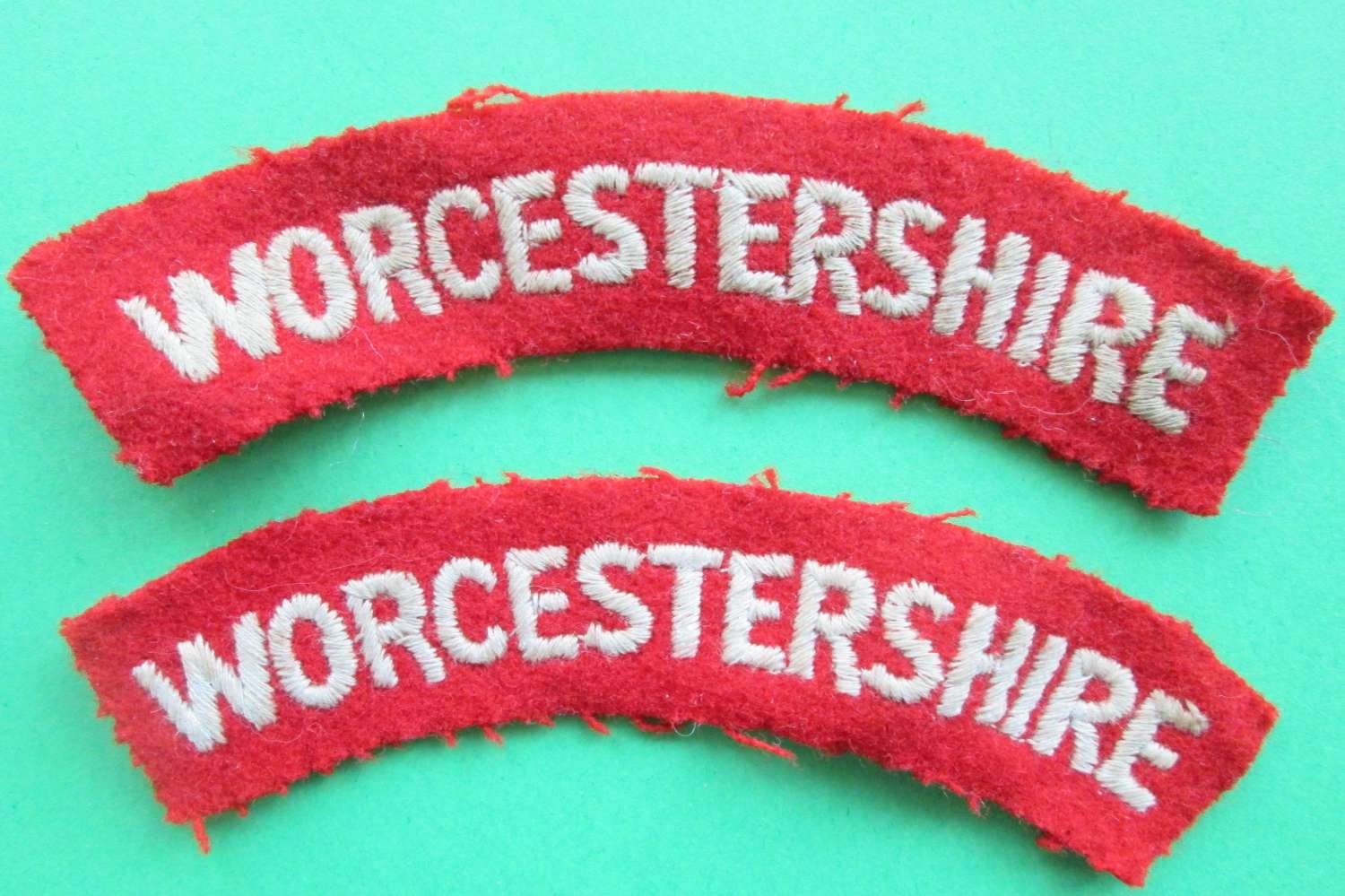 A PAIR OF WORCESTERSHIRE SHOULDER TITLES