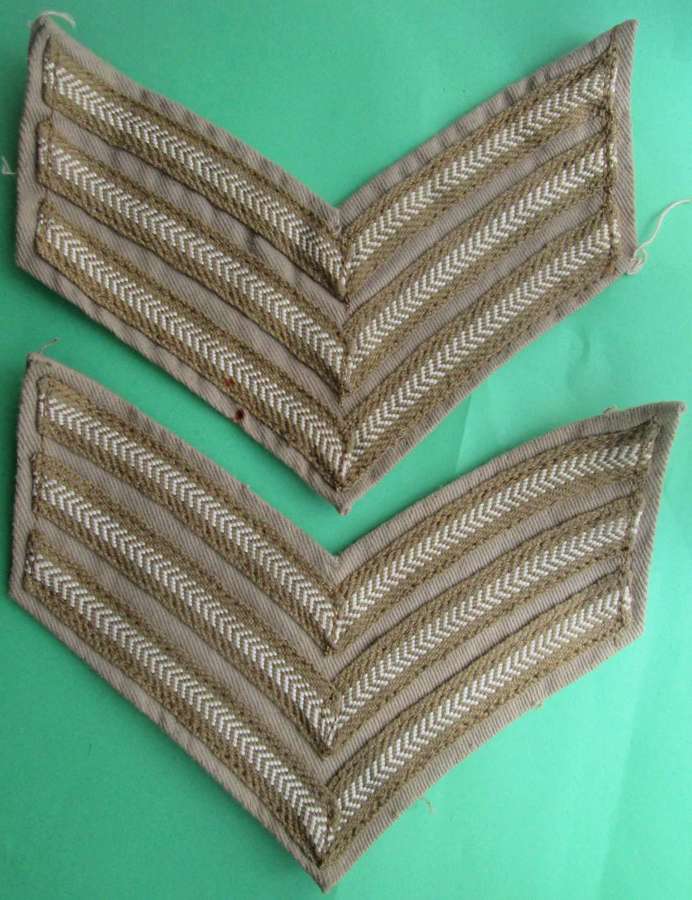 A PAIR OF WWII PERIOD TROPICAL SGTS STRIPS