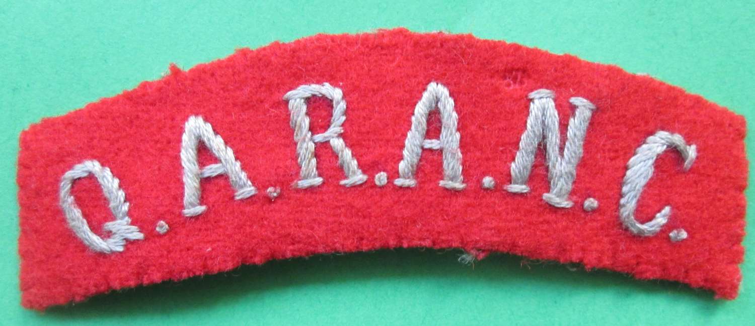 A GOOD WWII PERIOD SHOULDER TITLE FOR THE Q.A.R.A.N.C