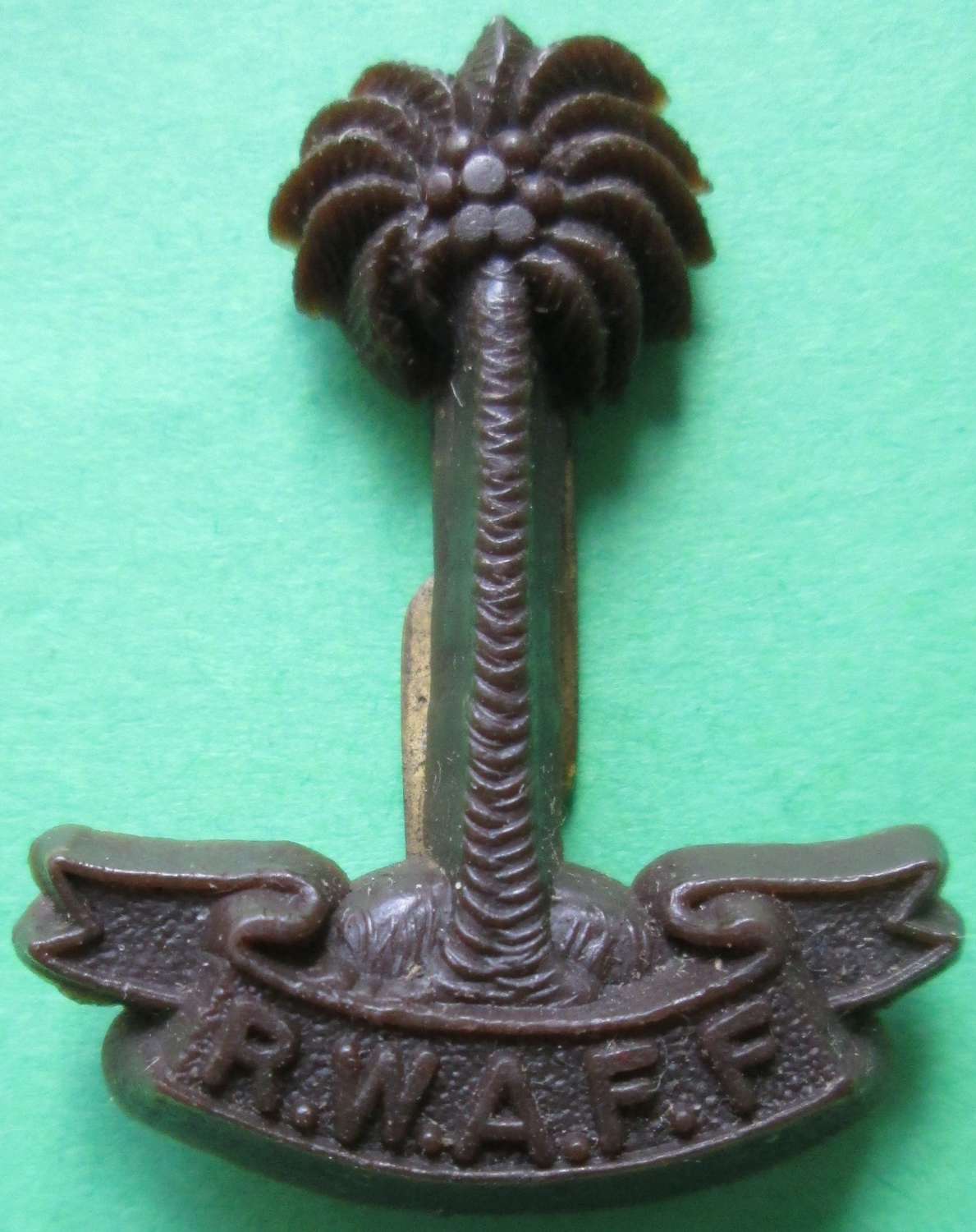 A WWII ROYAL WEST AFRICAN FRONTIER FORCE PLASTIC CAP BADGE