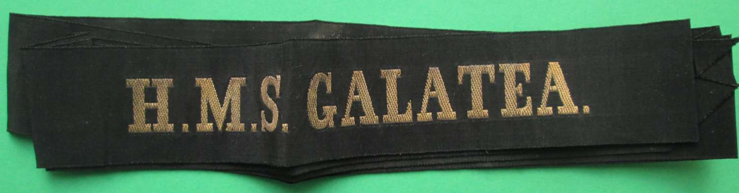 A PRE 1941 HMS GALATEA  ARETHUSA CLASS LIGHT CRUISER  CAP TALLY