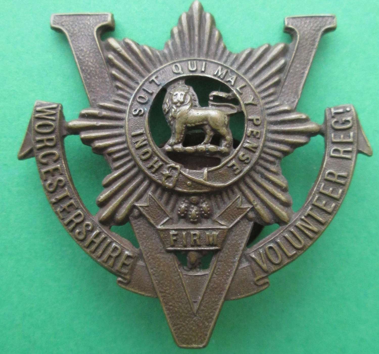 Worcestershire volunteer regiment lapel / button hole badge