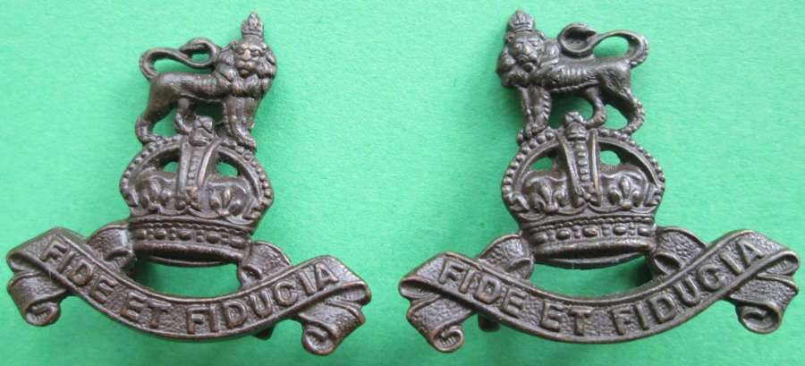 PAIR OF BRONZE OFFICERS COLLAR DOGS FOR THE ARMY PAY CORPS