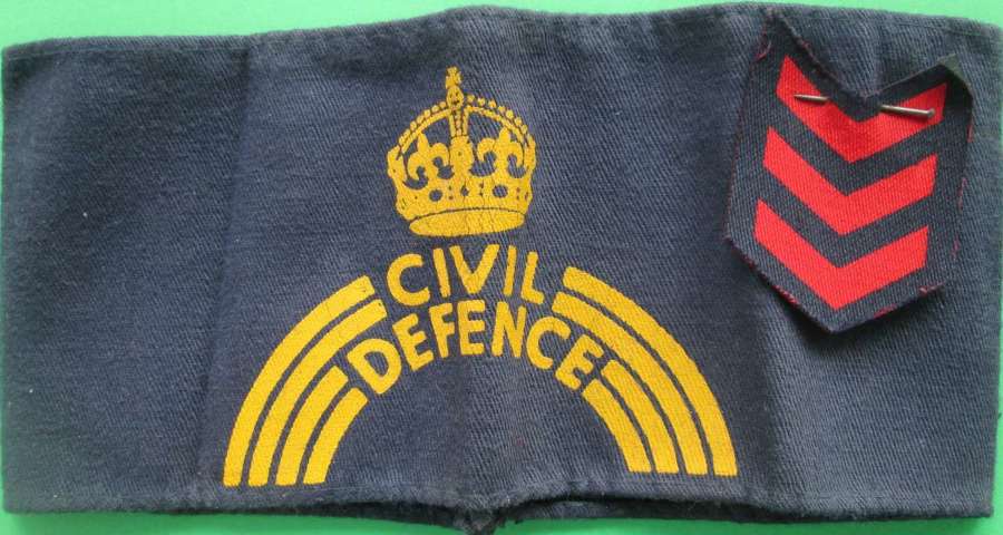 WWII CIVIL DEFENCE ARMBAND WITH ORIGINAL SERVICE CHEVRONS