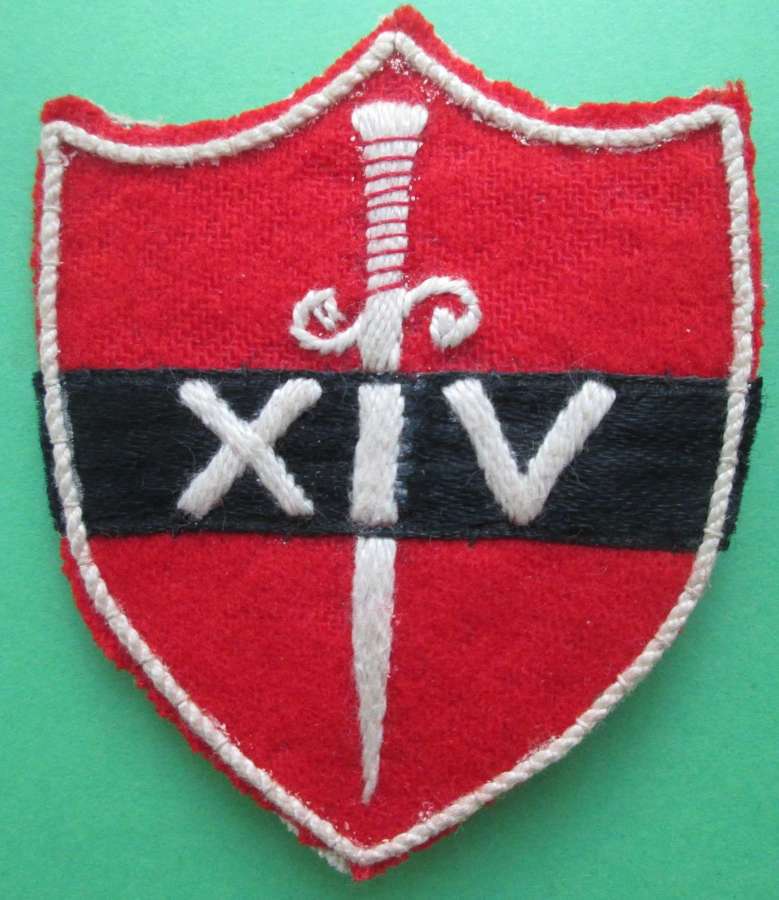 A 14TH ARMY FORMATION PATCH WITH PIN ATTACHED