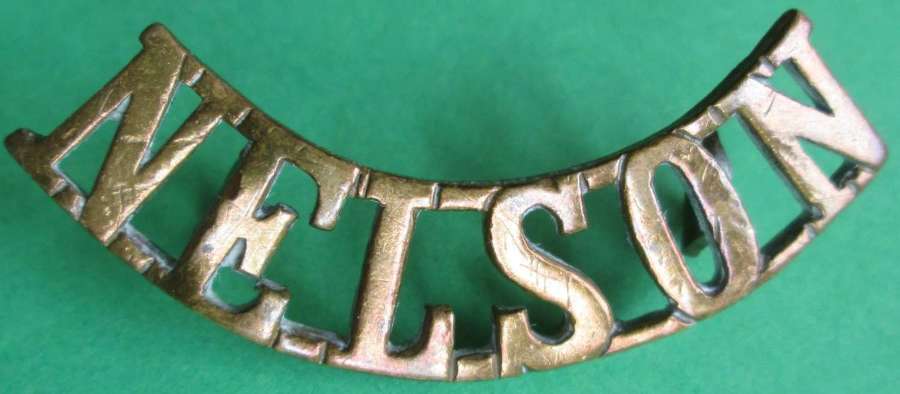 WWI PERIOD METAL NELSON SHOULDER TITLE