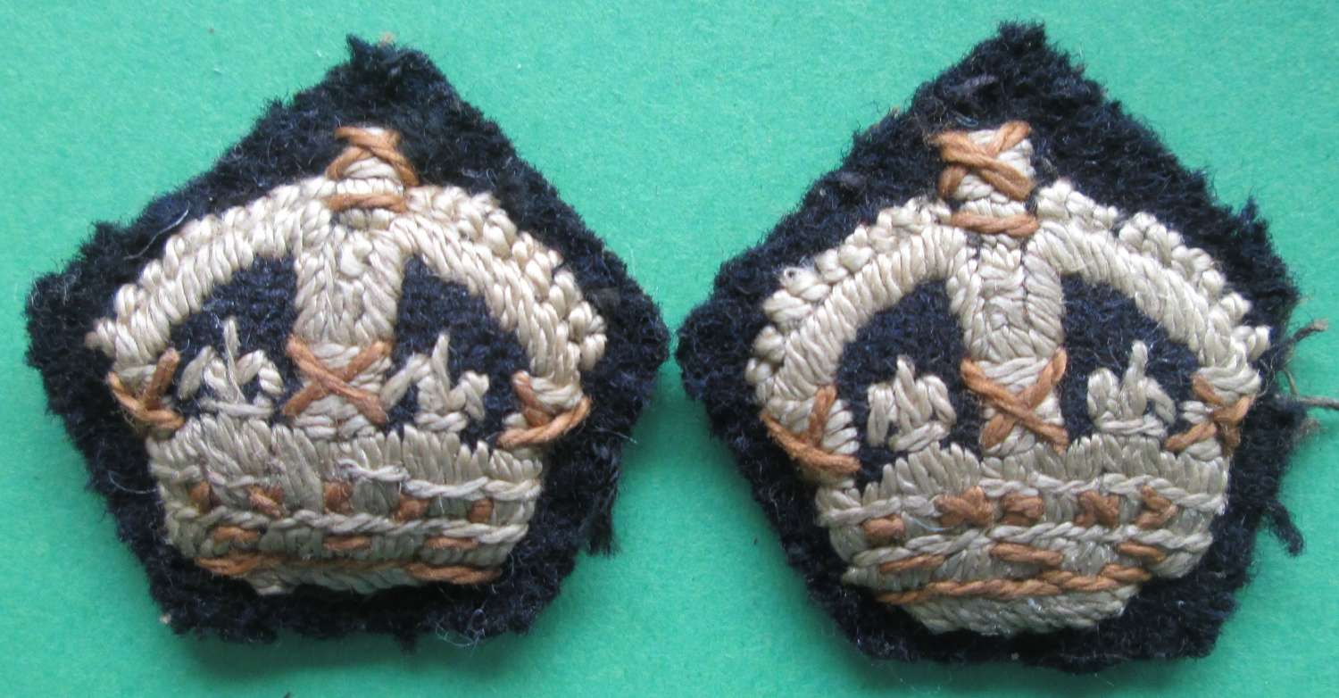 A PAIR OF WWII PERIOD OFFICER'S PADDED CROWNS