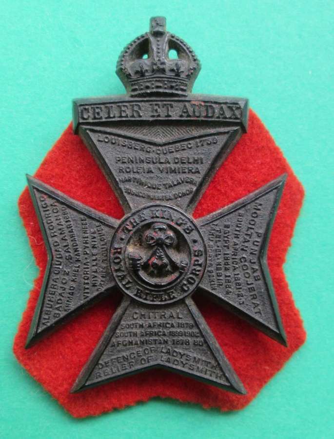PLASTIC CAP BADGE FOR THE KING'S ROYAL RIFLE CORPS