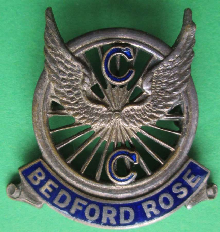 LATE VICTORIAN BEDFORD ROSE CYCLING CLUB MEMBERS WINGED WHEEL BADGE