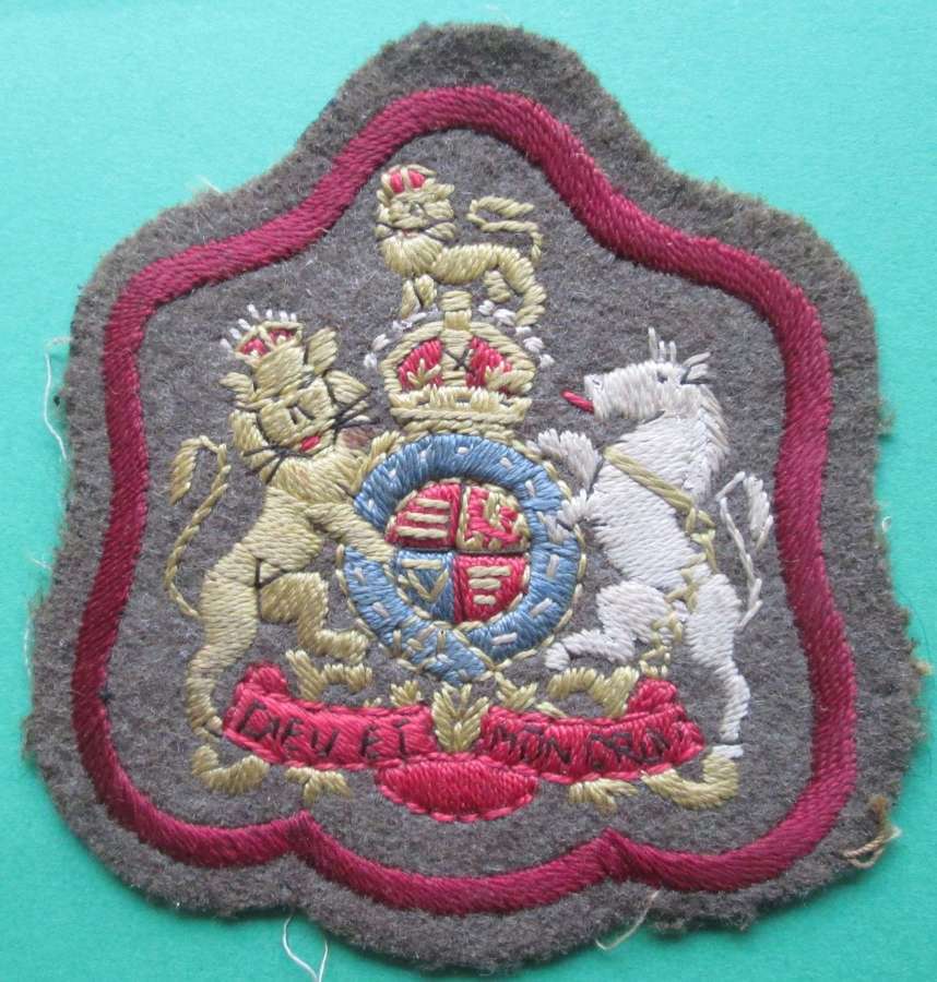 KING'S CROWN ROYAL ARMS BADGE WITH RED EDGING