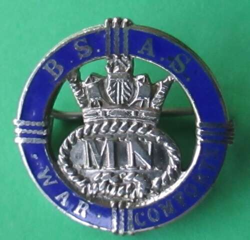WWII period Merchant Navy B.S.A.S War Comforts pin badge